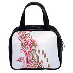 A Drawing Of A Bird With Flowers On It Classic Handbag (two Sides) by catchydesignhill