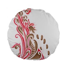 A Drawing Of A Bird With Flowers On It Standard 15  Premium Round Cushions