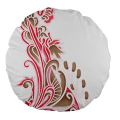 A Drawing Of A Bird With Flowers On It Large 18  Premium Round Cushions