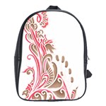 A Drawing Of A Bird With Flowers On It School Bag (XL) Front