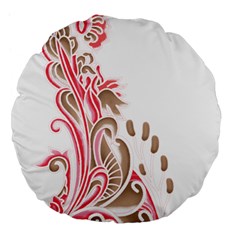 A Drawing Of A Bird With Flowers On It Large 18  Premium Flano Round Cushions