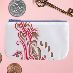 A Drawing Of A Bird With Flowers On It Large Coin Purse