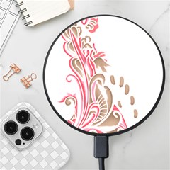 A Drawing Of A Bird With Flowers On It Wireless Fast Charger(black) by catchydesignhill