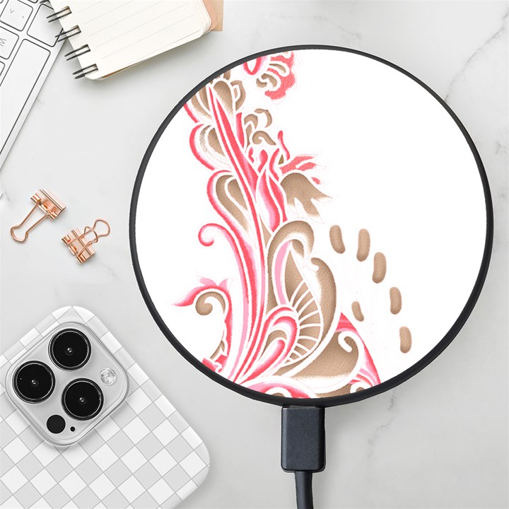 A Drawing Of A Bird With Flowers On It Wireless Fast Charger(Black)