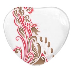 A Drawing Of A Bird With Flowers On It Heart Glass Fridge Magnet (4 Pack) by catchydesignhill