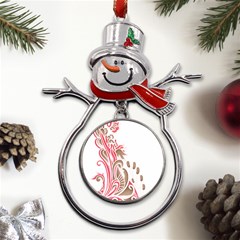 A Drawing Of A Bird With Flowers On It Metal Snowman Ornament by catchydesignhill