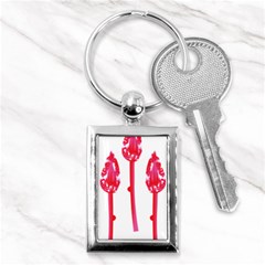 Three Pink Flowers With A Black Background Key Chain (rectangle)