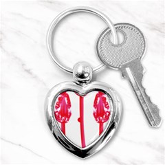 Three Pink Flowers With A Black Background Key Chain (heart)