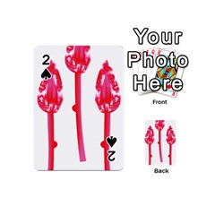 Three Pink Flowers With A Black Background Playing Cards 54 Designs (mini)