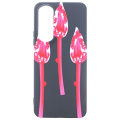 Three Pink Flowers With A Black Background Samsung Galaxy S24 Plus 6 7 Inch Black Tpu Uv Case