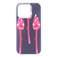 Three Pink Flowers With A Black Background Iphone 16 Pro Black Uv Print Pc Hardshell Case by catchydesignhill