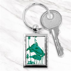 A Painting Of A Flower And A Fish On A Black Background Key Chain (rectangle)