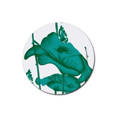 A Painting Of A Flower And A Fish On A Black Background Rubber Round Coaster (4 Pack)