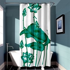 A Painting Of A Flower And A Fish On A Black Background Shower Curtain 36  X 72  (stall) 