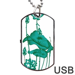 A Painting Of A Flower And A Fish On A Black Background Dog Tag Usb Flash (two Sides)