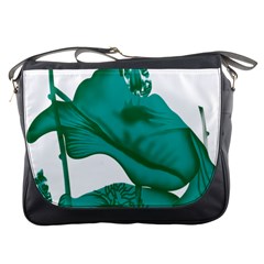 A Painting Of A Flower And A Fish On A Black Background Messenger Bag