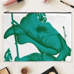 A Painting Of A Flower And A Fish On A Black Background Cosmetic Bag (xxxl)