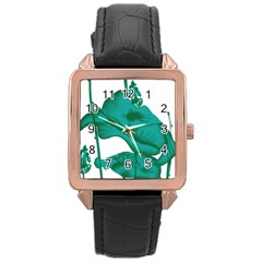 A Painting Of A Flower And A Fish On A Black Background Rose Gold Leather Watch 