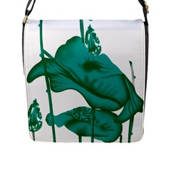 A Painting Of A Flower And A Fish On A Black Background Flap Closure Messenger Bag (l)