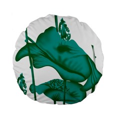 A Painting Of A Flower And A Fish On A Black Background Standard 15  Premium Flano Round Cushions