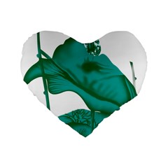 A Painting Of A Flower And A Fish On A Black Background Standard 16  Premium Flano Heart Shape Cushions