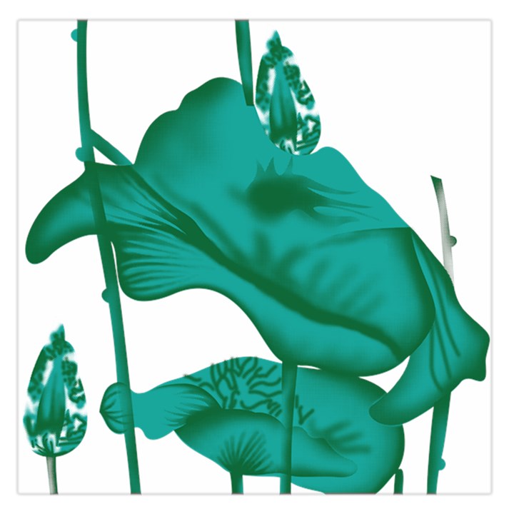 A Painting Of A Flower And A Fish On A Black Background Square Satin Scarf (36  x 36 )