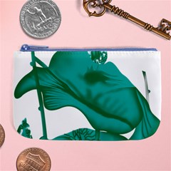 A Painting Of A Flower And A Fish On A Black Background Large Coin Purse