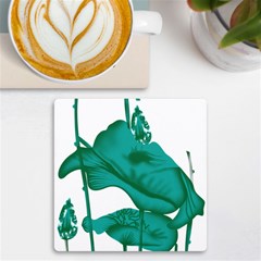 A Painting Of A Flower And A Fish On A Black Background Uv Print Square Tile Coaster  by catchydesignhill