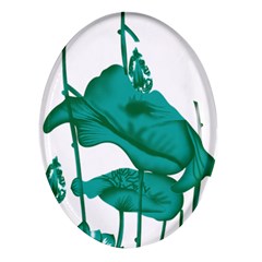 A Painting Of A Flower And A Fish On A Black Background Oval Glass Fridge Magnet (4 Pack)