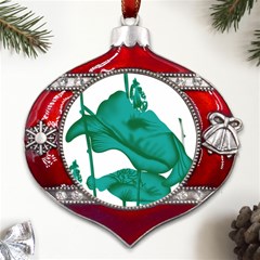 A Painting Of A Flower And A Fish On A Black Background Metal Snowflake And Bell Red Ornament