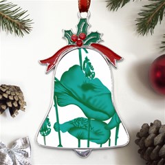 A Painting Of A Flower And A Fish On A Black Background Metal Holly Leaf Bell Ornament