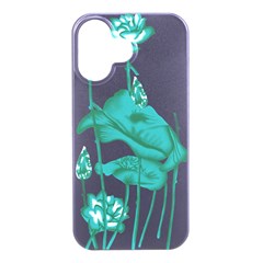 A Painting Of A Flower And A Fish On A Black Background Iphone 16 Black Uv Print Pc Hardshell Case by catchydesignhill