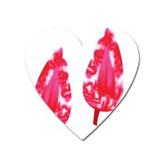 A Pair Of Red Leaves On A Black Background Heart Magnet