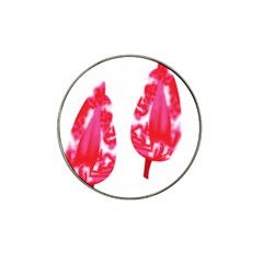 A Pair Of Red Leaves On A Black Background Hat Clip Ball Marker (4 Pack)