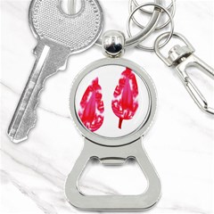 A Pair Of Red Leaves On A Black Background Bottle Opener Key Chain