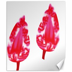 A Pair Of Red Leaves On A Black Background Canvas 8  X 10 