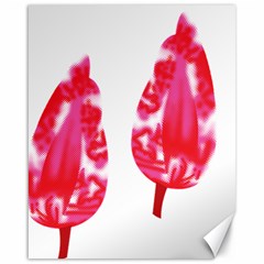 A Pair Of Red Leaves On A Black Background Canvas 16  X 20 