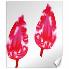 A Pair Of Red Leaves On A Black Background Canvas 20  X 24 