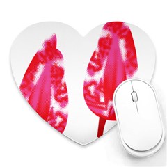 A Pair Of Red Leaves On A Black Background Heart Mousepad