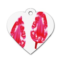 A Pair Of Red Leaves On A Black Background Dog Tag Heart (one Side)