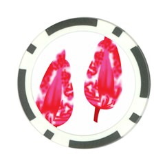 A Pair Of Red Leaves On A Black Background Poker Chip Card Guard