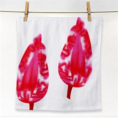 A Pair Of Red Leaves On A Black Background Face Towel