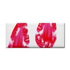 A Pair Of Red Leaves On A Black Background Hand Towel by catchydesignhill