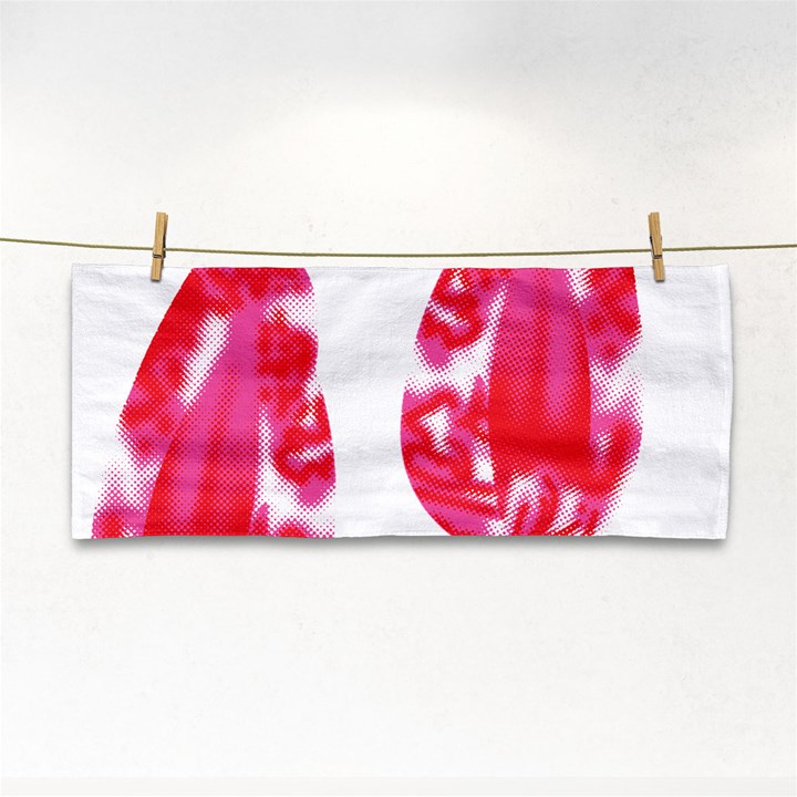 A Pair Of Red Leaves On A Black Background Hand Towel