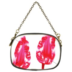 A Pair Of Red Leaves On A Black Background Chain Purse (one Side)