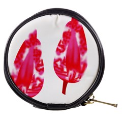 A Pair Of Red Leaves On A Black Background Mini Makeup Bag