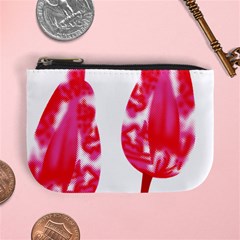 A Pair Of Red Leaves On A Black Background Mini Coin Purse