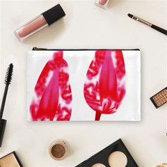 A Pair Of Red Leaves On A Black Background Cosmetic Bag (medium)