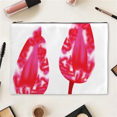 A Pair Of Red Leaves On A Black Background Cosmetic Bag (xl)