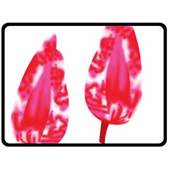 A Pair Of Red Leaves On A Black Background Fleece Blanket (large)